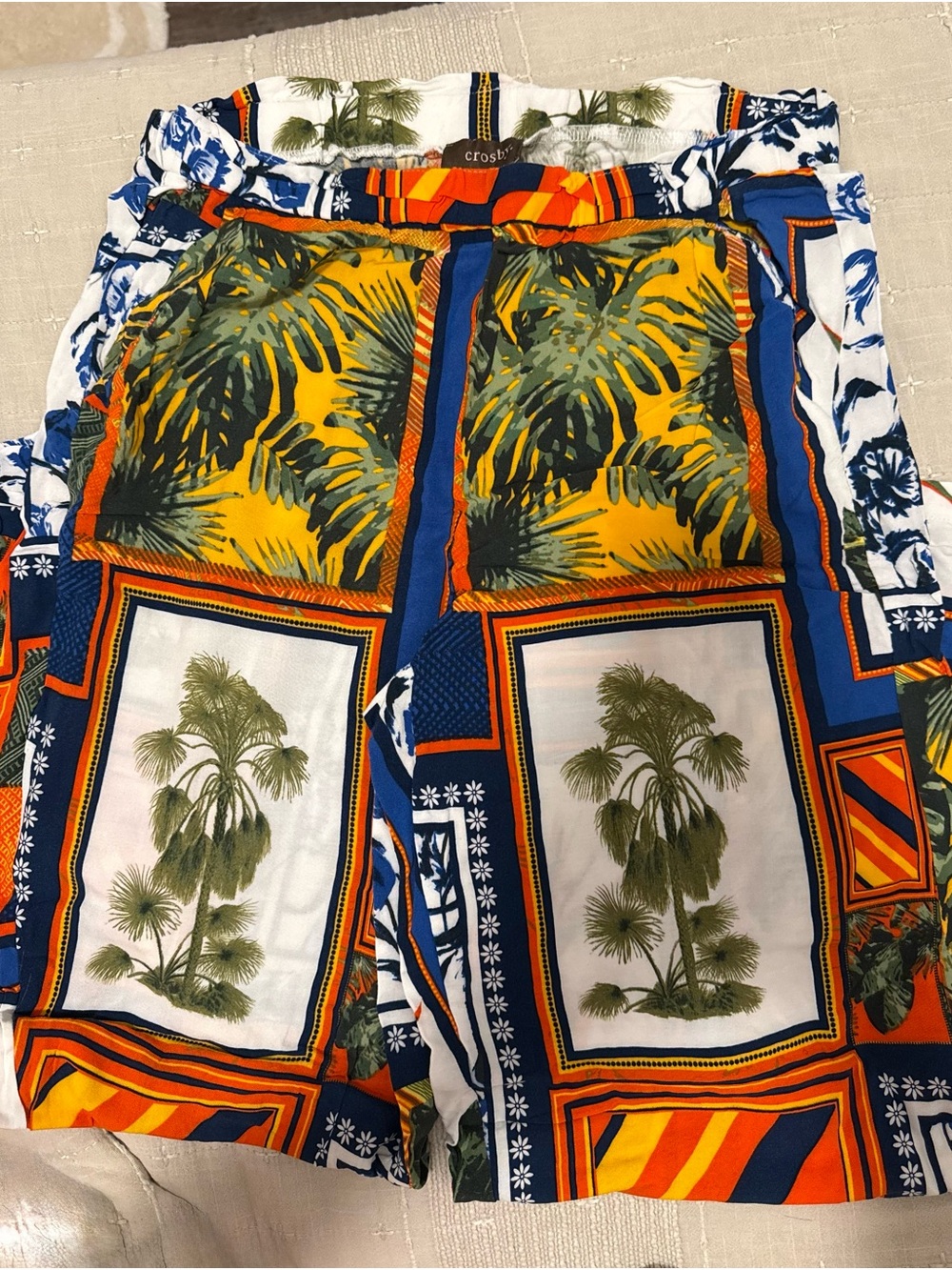 Tropical Print Women’s Pants - Orange/Blue/Yellow